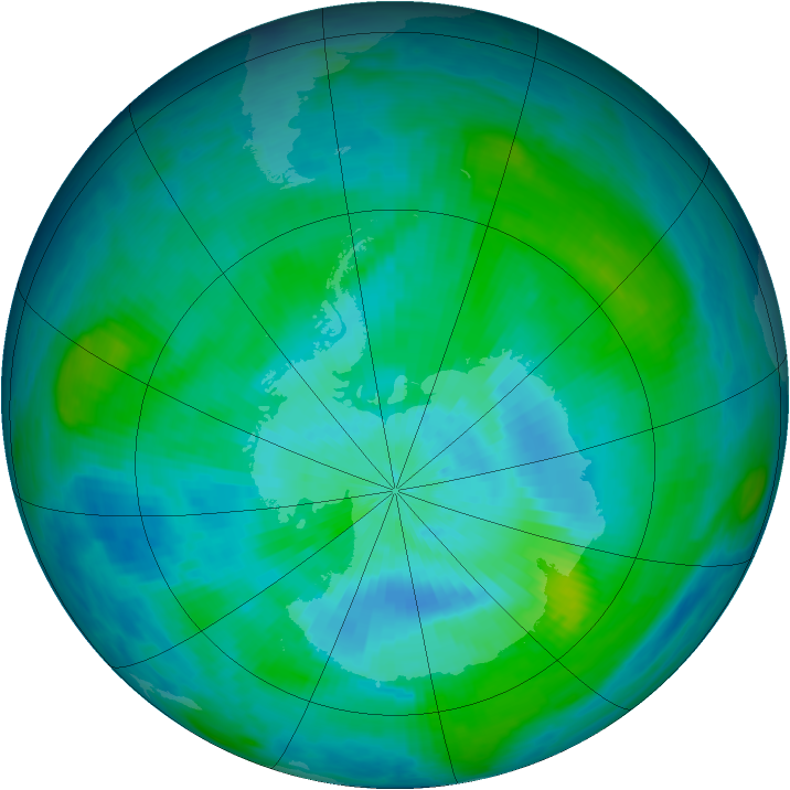 Antarctic ozone map for 09 March 1984
